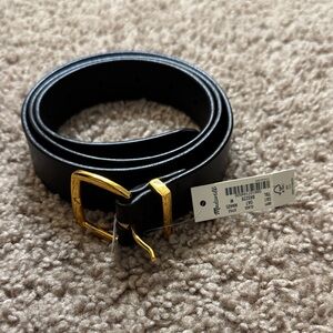 Madewell Black Belt with Gold Buckle